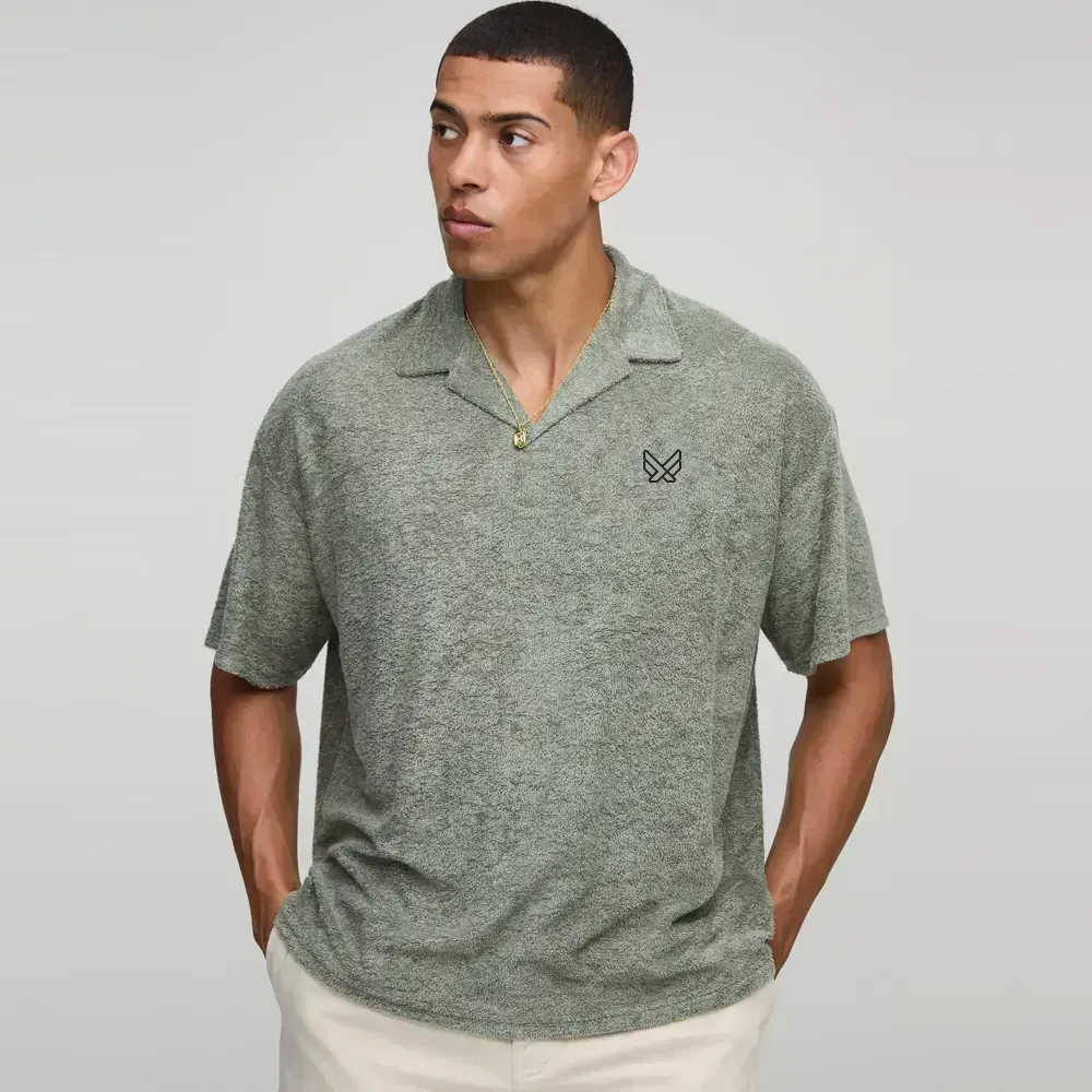 Oversized Textured Revere Polo